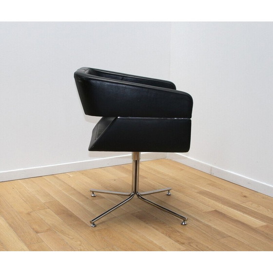 Image 1 of Vintage leather and aluminum office chair for La Cividina
