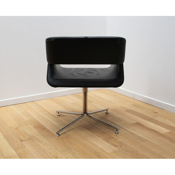 Image 1 of Vintage leather and aluminum office chair for La Cividina