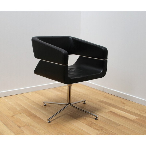 Image 1 of Vintage leather and aluminum office chair for La Cividina