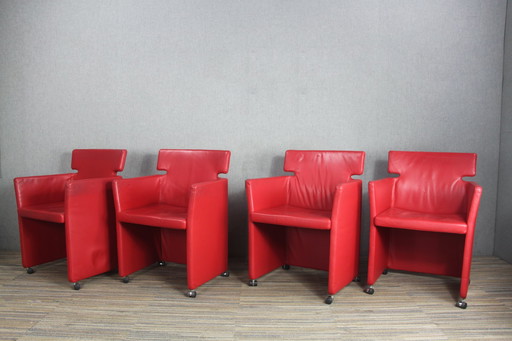 4X Leather Artifort Key Dinner Chairs