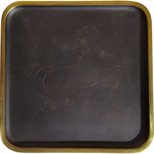 Vintage brass tray by Karl Hagenauer, 1930