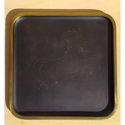 Vintage brass tray by Karl Hagenauer, 1930