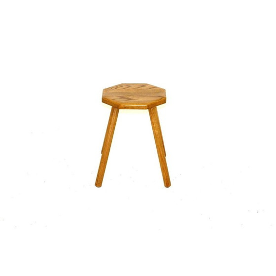 Image 1 of Vintage Brutalist oakwood stool, Sweden 1950