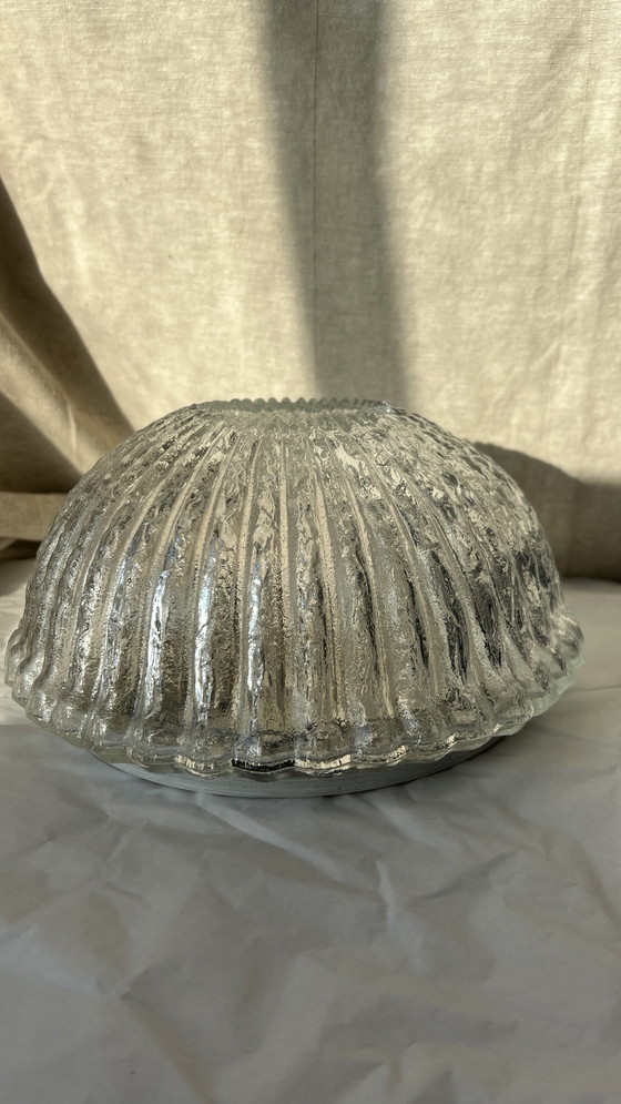 Image 1 of 	 mid century frosted round ceiling or wall lamp, BEGA glashutte limburg