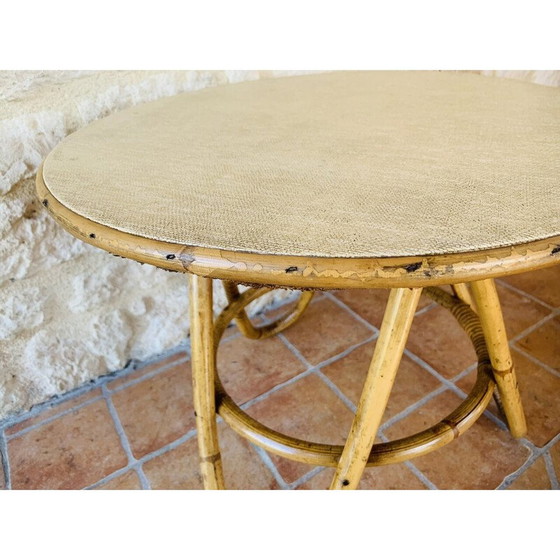 Image 1 of Vintage bamboo and rattan side table, 1960