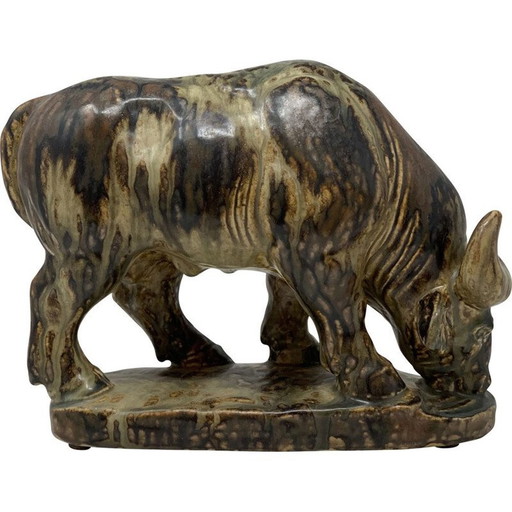 Vintage ceramic cow by Knud Kyhn, 1950