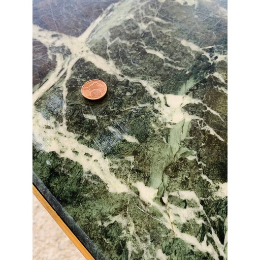 Vintage green marble coffee table, France 1960