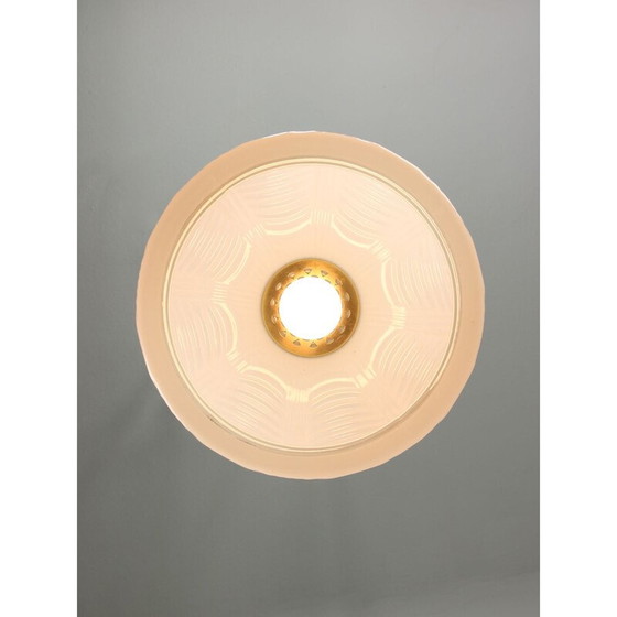 Image 1 of Vintage pendant lamp in brass and opaline glass, Italy 1950