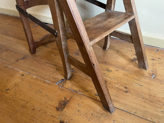 Image 1 of Library Stairs/Stool Folding Stairs French Beechwood