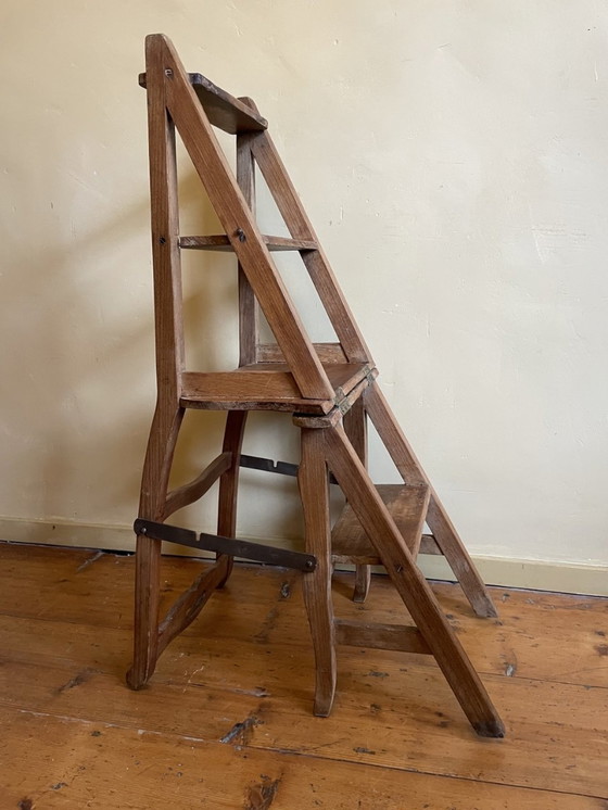 Image 1 of Library Stairs/Stool Folding Stairs French Beechwood