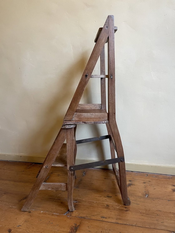 Image 1 of Library Stairs/Stool Folding Stairs French Beechwood