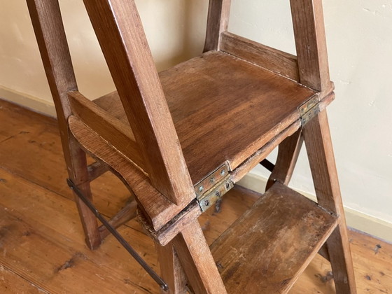 Image 1 of Library Stairs/Stool Folding Stairs French Beechwood