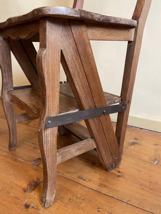 Image 1 of Library Stairs/Stool Folding Stairs French Beechwood