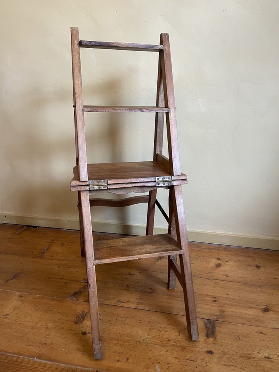 Image 1 of Library Stairs/Stool Folding Stairs French Beechwood