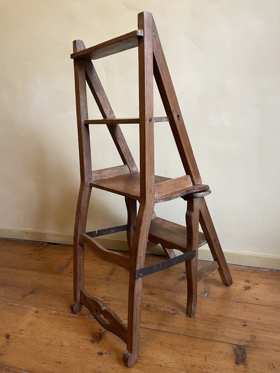 Image 1 of Library Stairs/Stool Folding Stairs French Beechwood