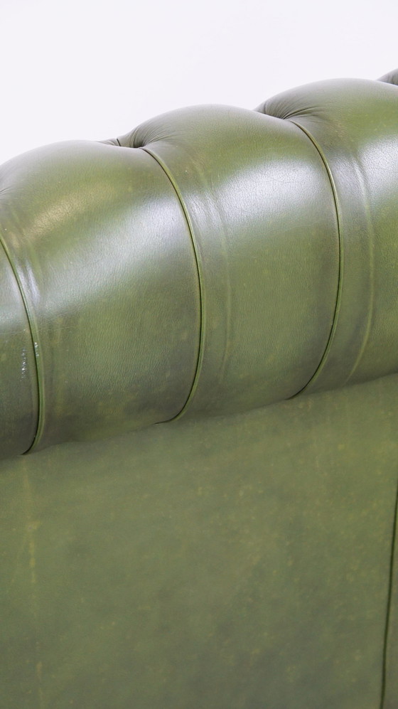 Image 1 of Green Beef Leather 2.5 Seater Chesterfield Sofa