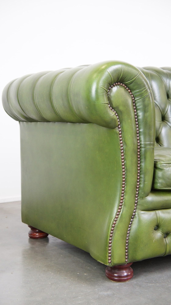 Image 1 of Green Beef Leather 2.5 Seater Chesterfield Sofa