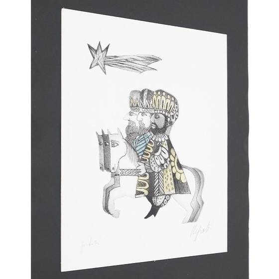Image 1 of Colour Screen Print “The Three Wise Men” By Emanuele Luzzati, 1980S