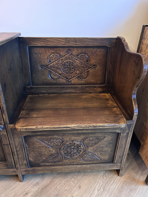 Image 1 of Telephone/Hall Bench With Woodcarving