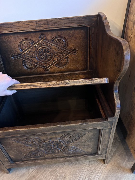 Image 1 of Telephone/Hall Bench With Woodcarving