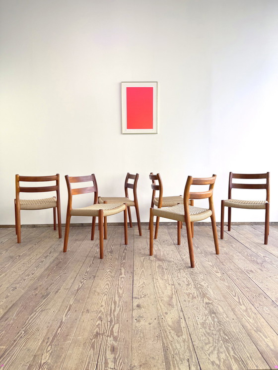 Image 1 of Mid-Century Danish Model 84 Chairs in Teak by Niels O. Møller for J.L. Moller, 1950, Set of 6