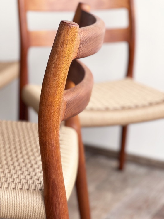 Image 1 of Mid-Century Danish Model 84 Chairs in Teak by Niels O. Møller for J.L. Moller, 1950, Set of 6