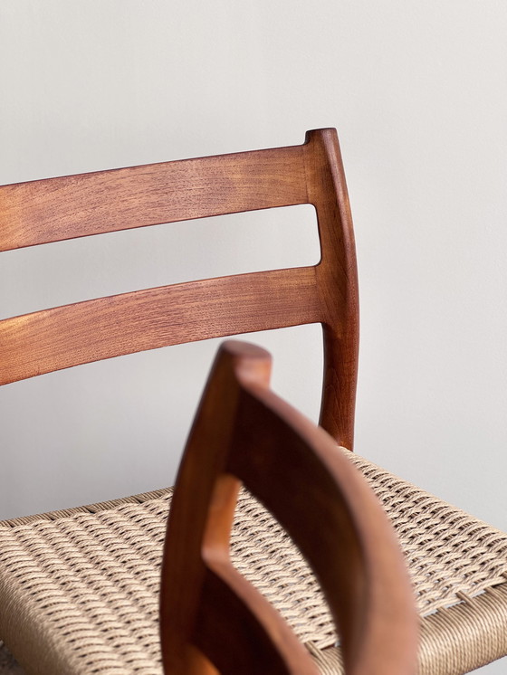 Image 1 of Mid-Century Danish Model 84 Chairs in Teak by Niels O. Møller for J.L. Moller, 1950, Set of 6