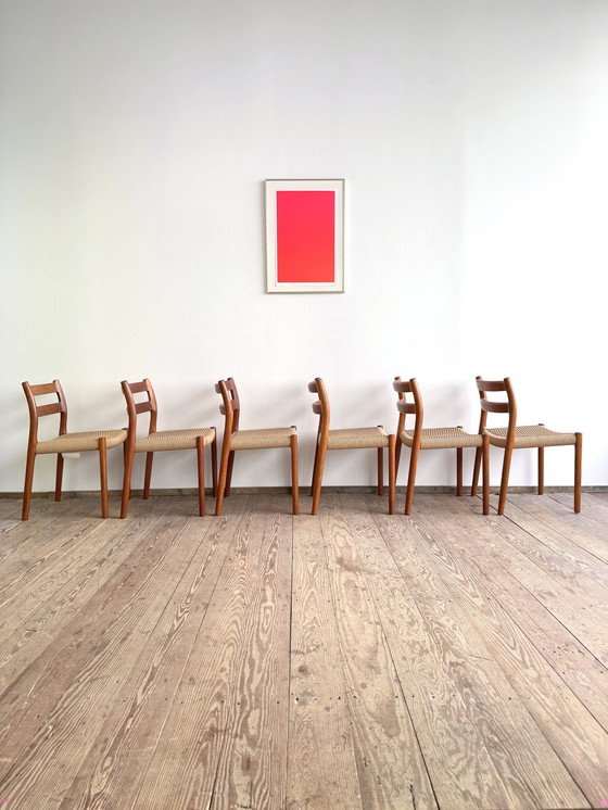 Image 1 of Mid-Century Danish Model 84 Chairs in Teak by Niels O. Møller for J.L. Moller, 1950, Set of 6