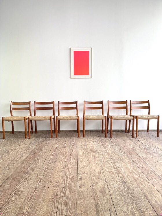 Image 1 of Mid-Century Danish Model 84 Chairs in Teak by Niels O. Møller for J.L. Moller, 1950, Set of 6