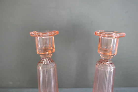 Image 1 of 2x Val Saint Lambert Luxval candlestick