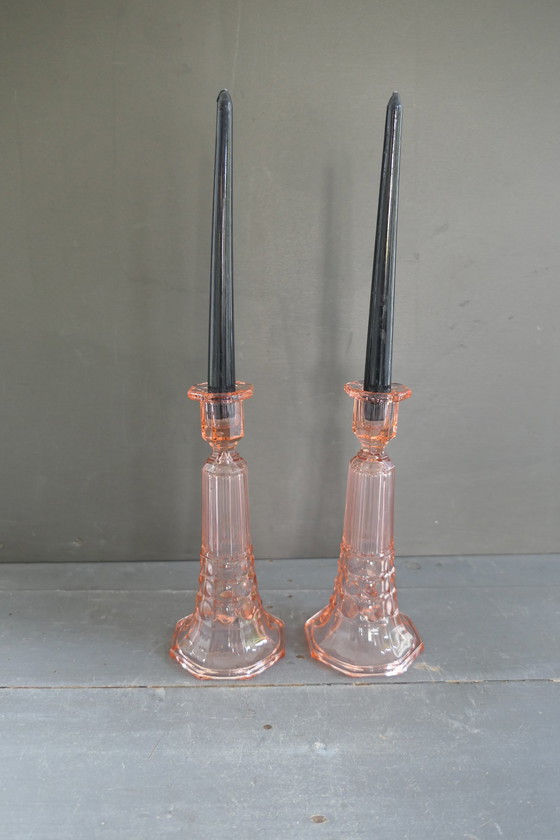 Image 1 of 2x Val Saint Lambert Luxval candlestick