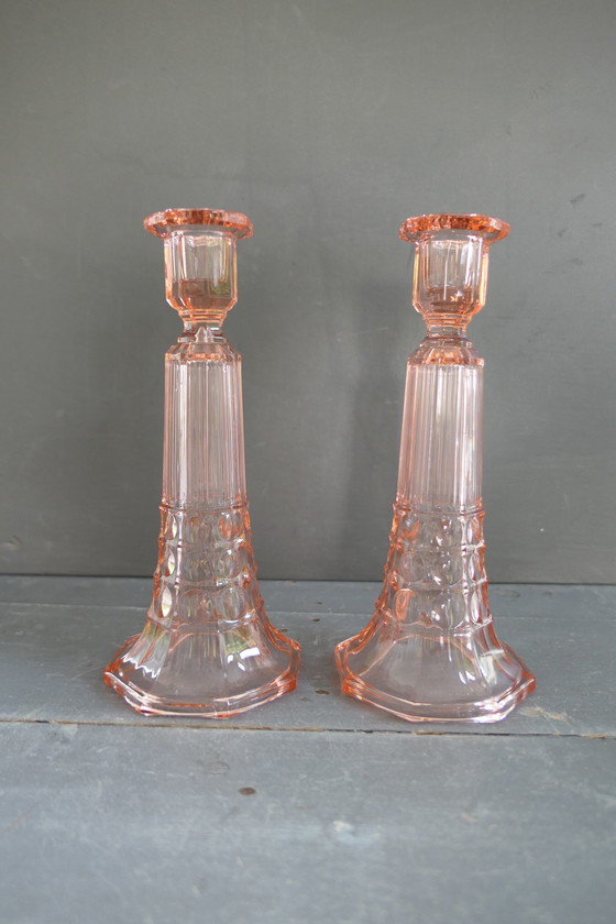 Image 1 of 2x Val Saint Lambert Luxval candlestick