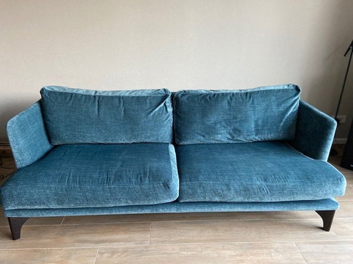 Sofa And Hocker From Bw (Bielefelder Werkstätten) In Velours Tealblue