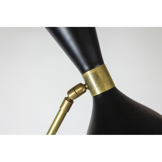 Image 1 of Vintage floor lamp in perforated sheet metal and gilded brass, 1960