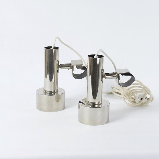 Image 1 of Pair of vintage clip-on spot lamps in nickel-plated chrome for String Shelf