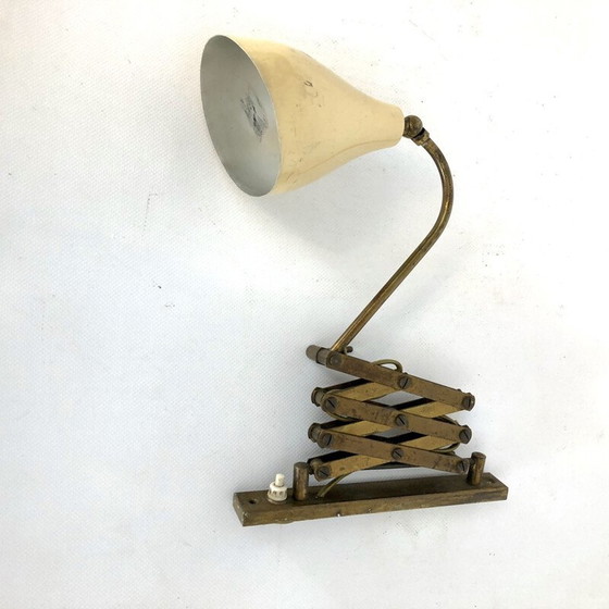 Image 1 of Vintage brass scissors wall lamp, Italy 1950