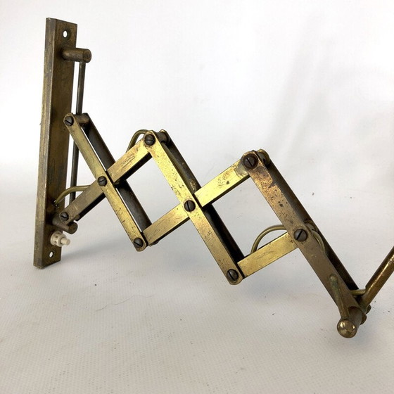 Image 1 of Vintage brass scissors wall lamp, Italy 1950