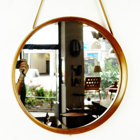 Image 1 of Scandinavian vintage teak mirror by Uno and Osten Kristiansson for Luxus Vittsjö, Sweden 1960s
