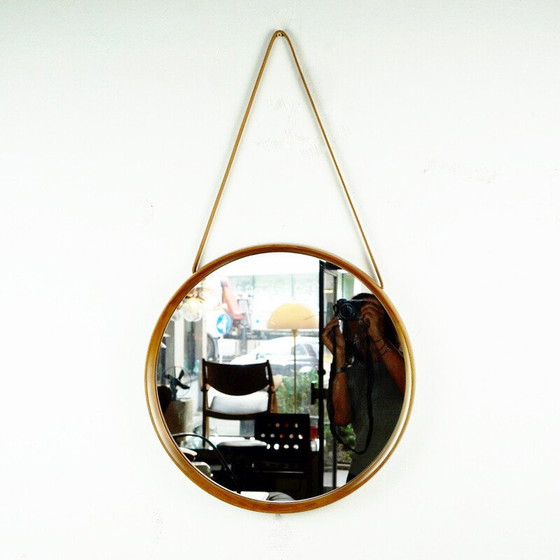 Image 1 of Scandinavian vintage teak mirror by Uno and Osten Kristiansson for Luxus Vittsjö, Sweden 1960s