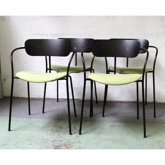 Image 1 of Sedie Vintage Pavilion AV4 in metallo tinto nero e legno di Anderss e Voll per &amp; Tradition