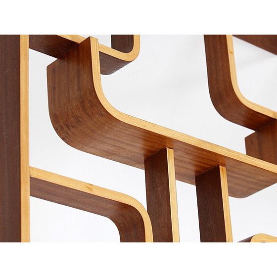 Image 1 of Vintage mahogany veneer room divider by Ludvik Volak for Drevopodnik Holesov, Czechoslovakia 1960