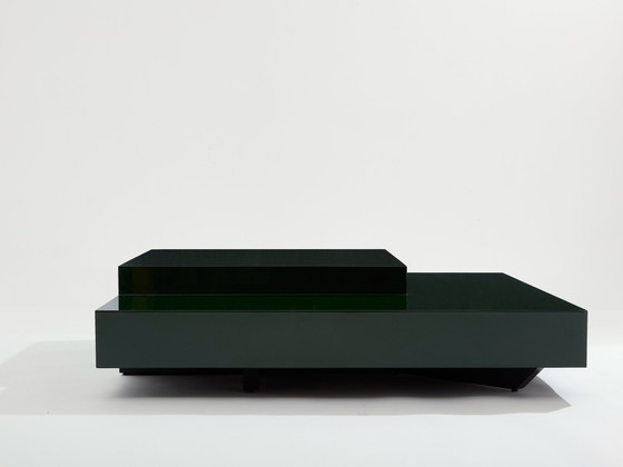 Image 1 of Willy Rizzo Forest Green Lacquer Square Coffee Table 1970S