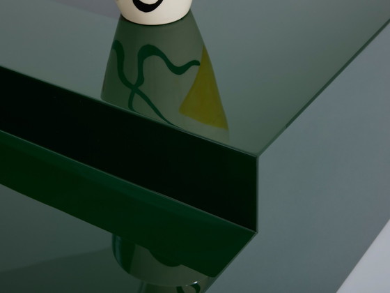 Image 1 of Willy Rizzo Forest Green Lacquer Square Coffee Table 1970S