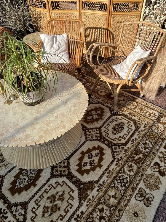 Image 1 of Mc Guire rattan wheat sheaf coffee table