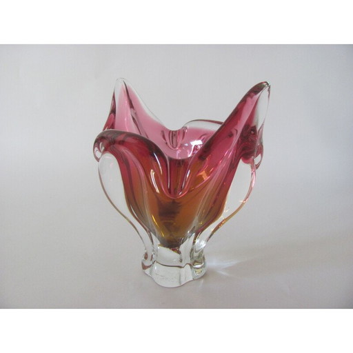 Jarrón vintage de metal y vidrio de J. Hospodka para Chribska, Checoslovaquia, década de 1960.