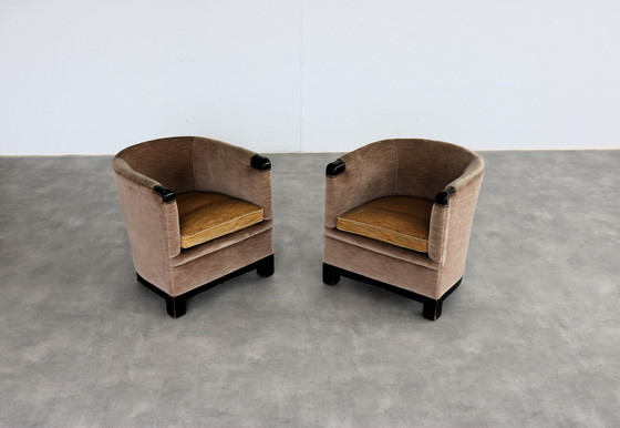 Image 1 of 2x Amsterdam school armchairs