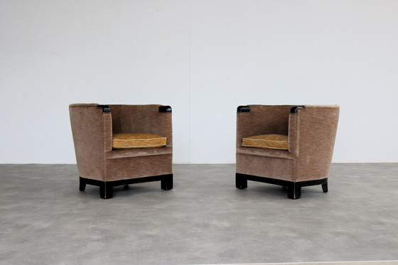 Image 1 of 2x Amsterdam school armchairs