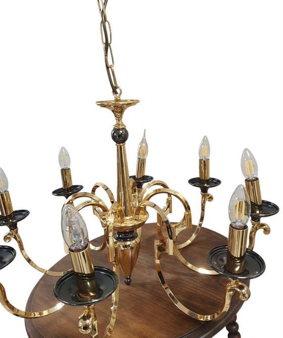 Image 1 of 2021 Gold Regency Hollywood Style Chandelier