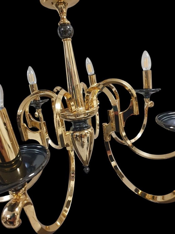 Image 1 of 2021 Gold Regency Hollywood Style Chandelier