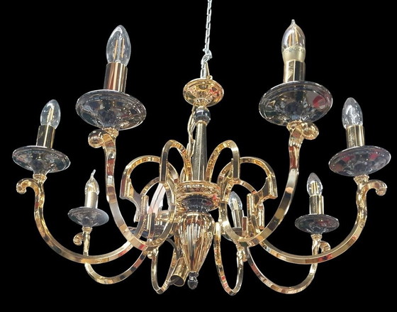 Image 1 of 2021 Gold Regency Hollywood Style Chandelier